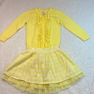 Cherokee Spring/Summer/Easter Sweater & Skirt Bundle Yellow 24 Months EUC